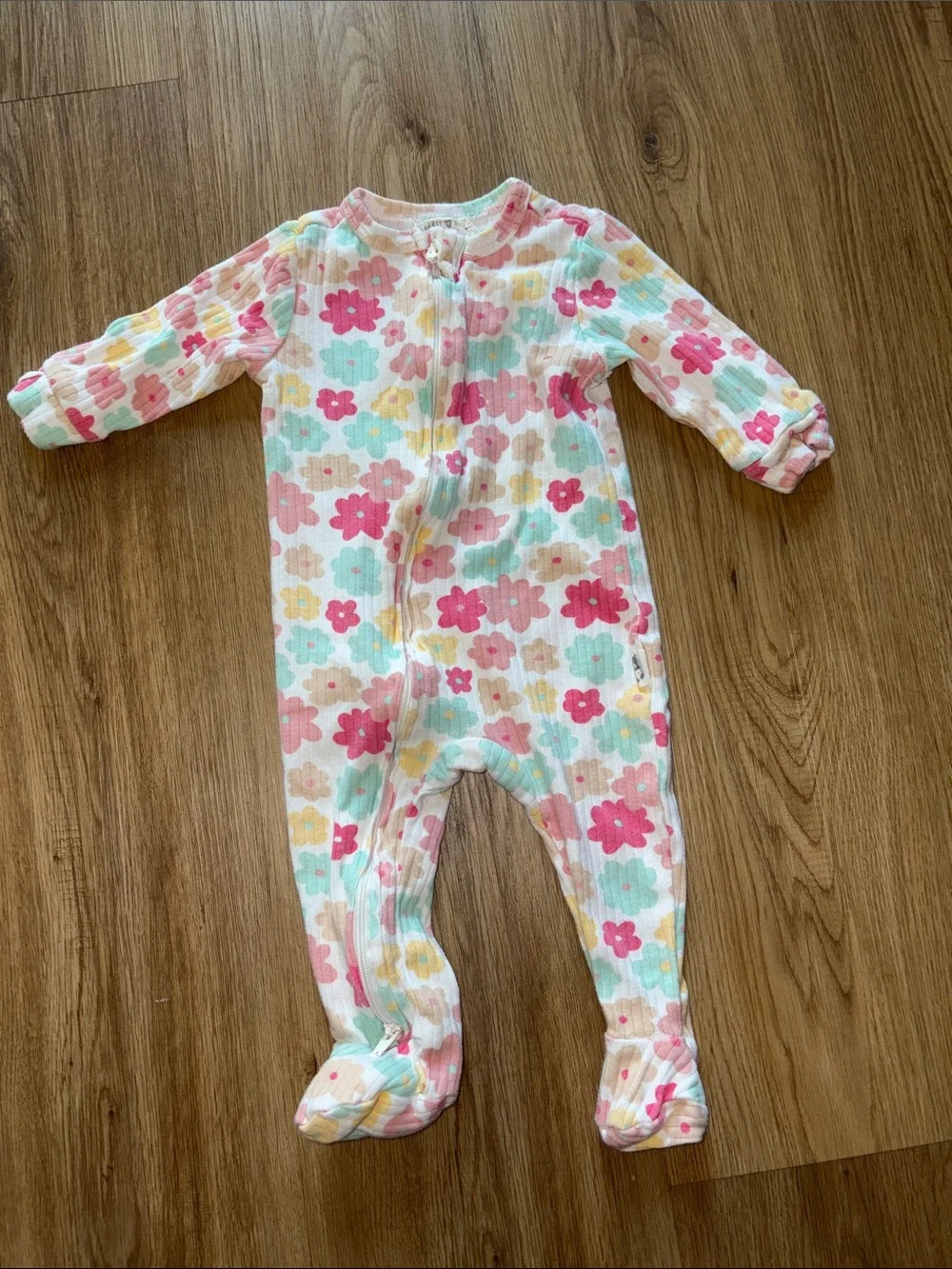 Baby Floral Footed One-Piece Pajamas - Multicolor